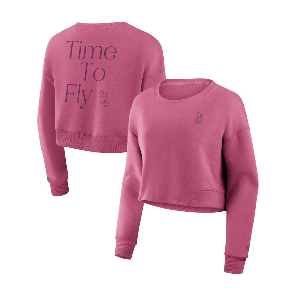 St. Louis Cardinals Fanatics Women's Studio Cropped Pullover Sweatshirt - Pink - Fanatics Lifestyle