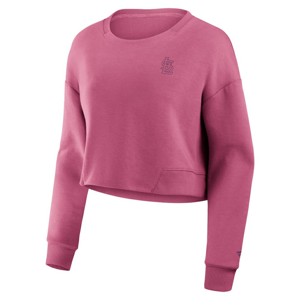 St. Louis Cardinals Fanatics Women's Studio Cropped Pullover Sweatshirt - Pink - Fanatics Lifestyle