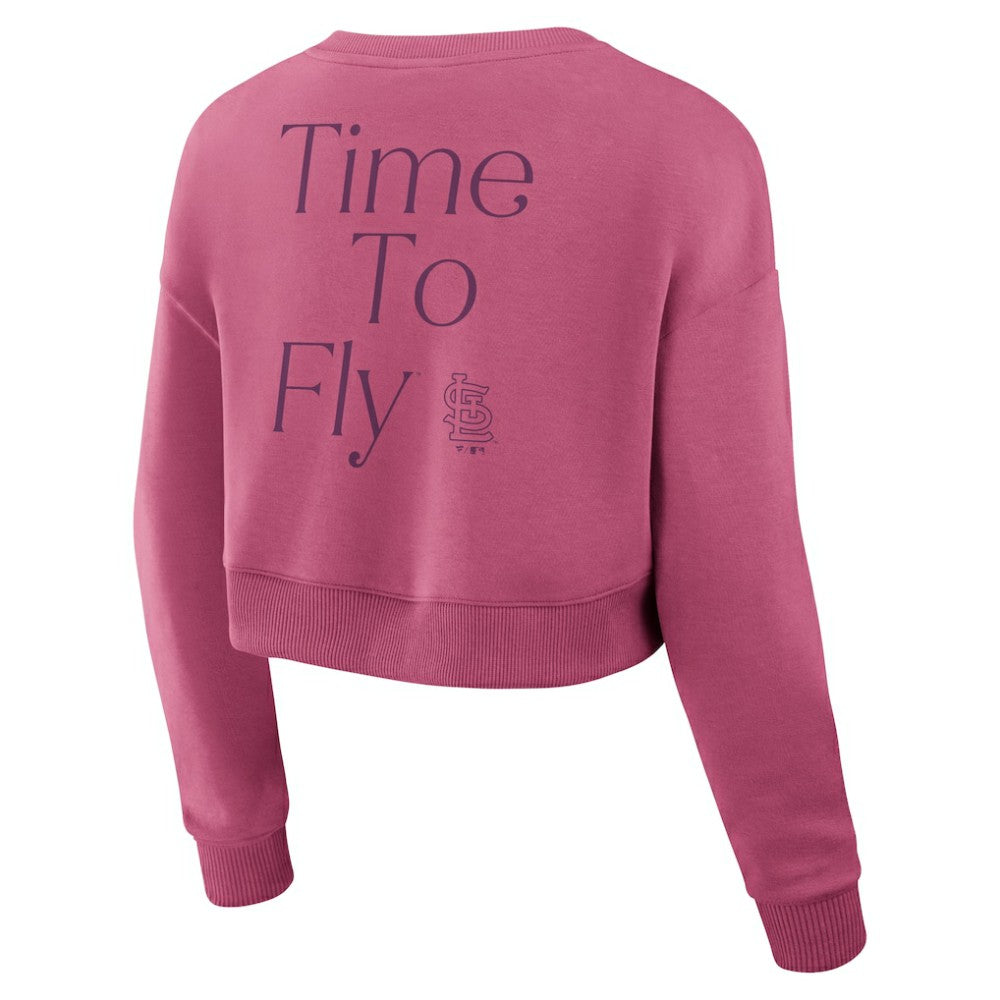 St. Louis Cardinals Fanatics Women's Studio Cropped Pullover Sweatshirt - Pink - Fanatics Lifestyle