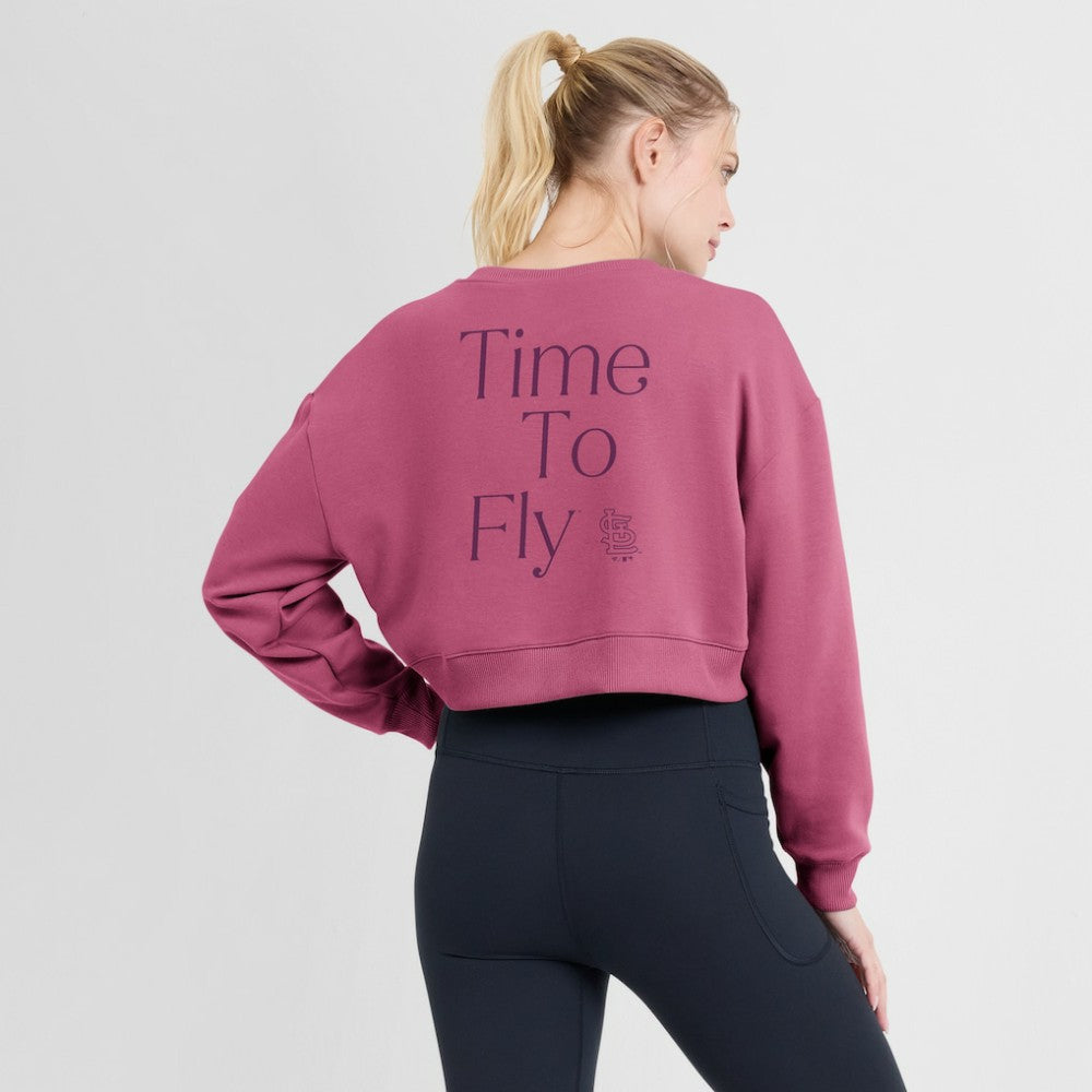St. Louis Cardinals Fanatics Women's Studio Cropped Pullover Sweatshirt - Pink - Fanatics Lifestyle