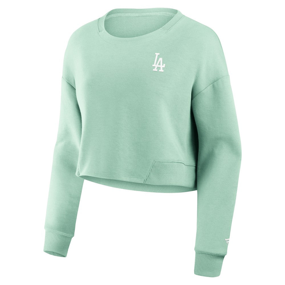 Los Angeles Dodgers Fanatics Women's Studio Cropped Pullover Sweatshirt - Mint - Fanatics on Sale