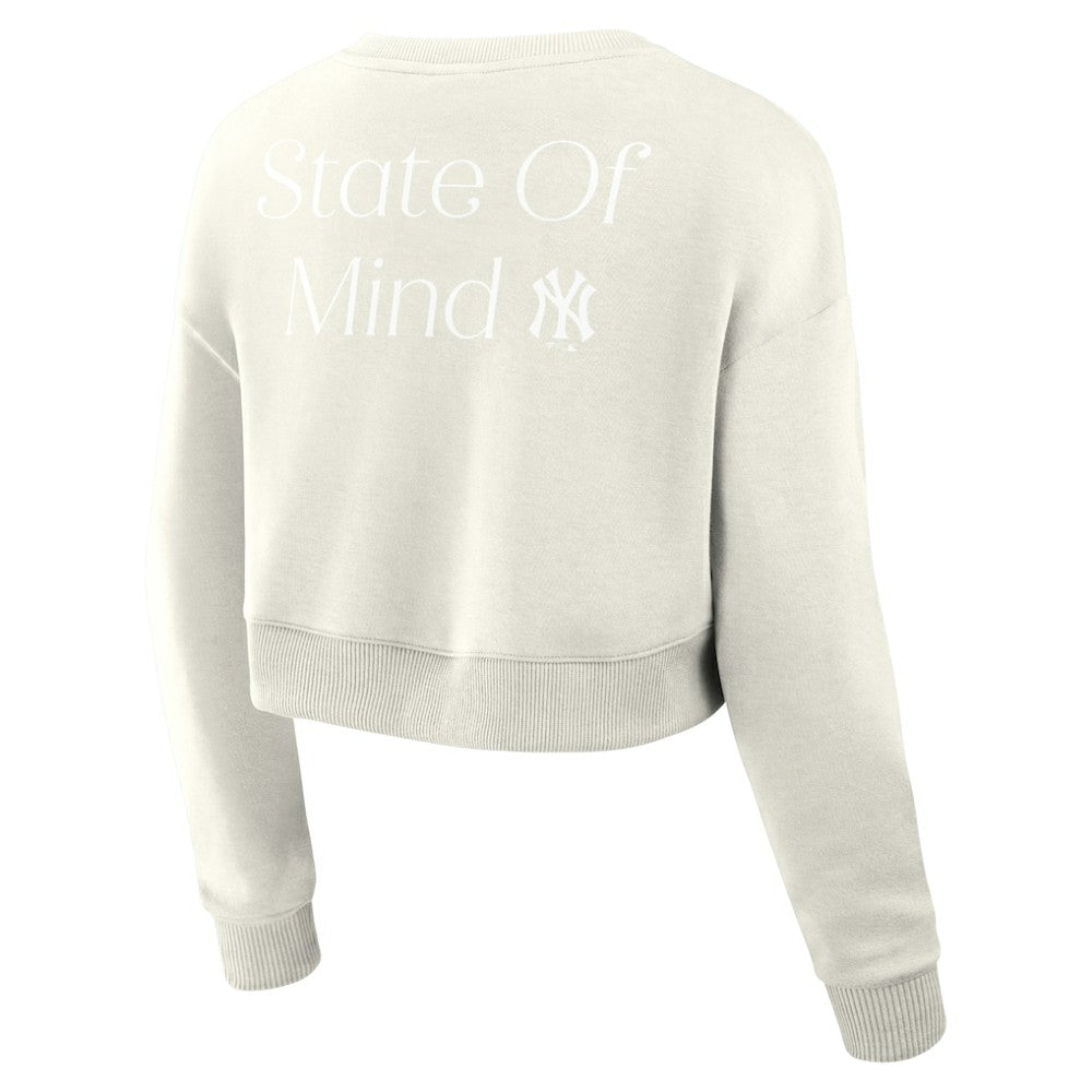 New York Yankees Fanatics Women's Studio Cropped Pullover Sweatshirt - Cream - Fanatics on Sale