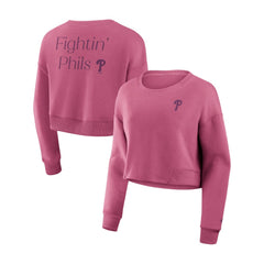 Philadelphia Phillies Fanatics Women's Studio Cropped Pullover Sweatshirt - Pink - Fanatics Discount