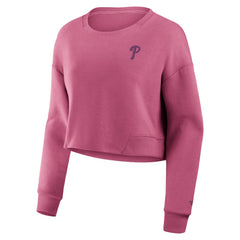 Philadelphia Phillies Fanatics Women's Studio Cropped Pullover Sweatshirt - Pink - Fanatics Discount