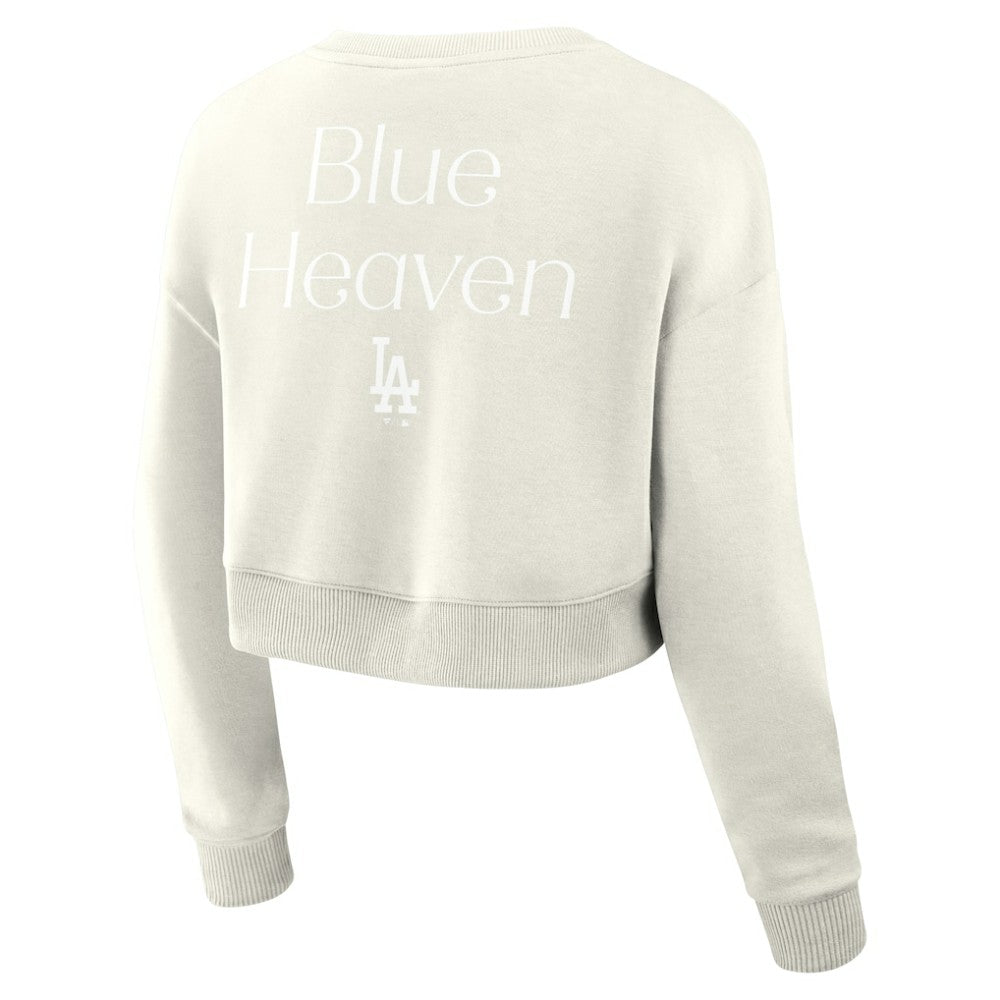 Los Angeles Dodgers Fanatics Women's Studio Cropped Pullover Sweatshirt - Cream - Fanatics Discount