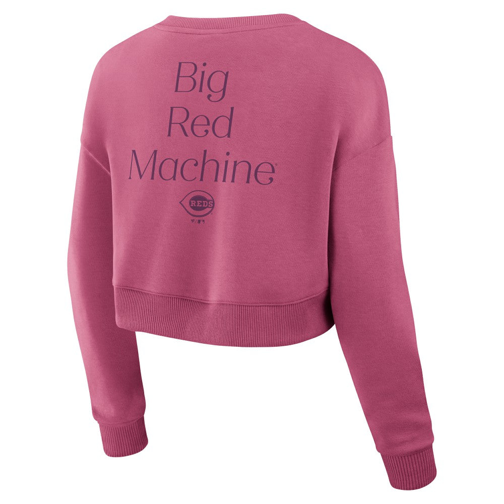 Cincinnati Reds Fanatics Women's Studio Cropped Pullover Sweatshirt - Pink - Fanatics Sale