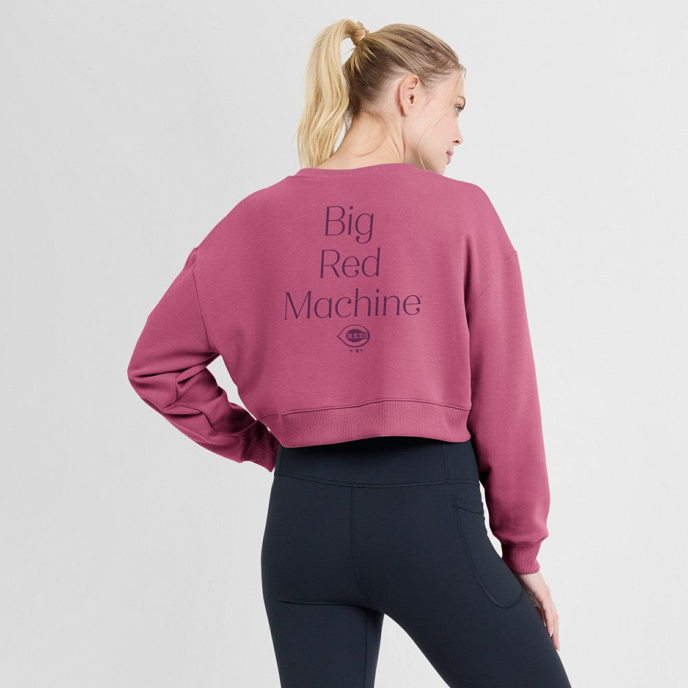 Cincinnati Reds Fanatics Women's Studio Cropped Pullover Sweatshirt - Pink - Fanatics Sale