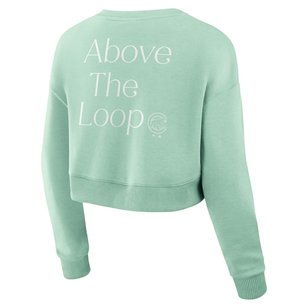 Chicago Cubs Fanatics Women's Studio Cropped Pullover Sweatshirt - Mint - Fanatics Discount