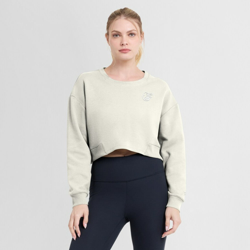 Baltimore Orioles Fanatics Women's Studio Cropped Pullover Sweatshirt - Cream - Fanatics Online