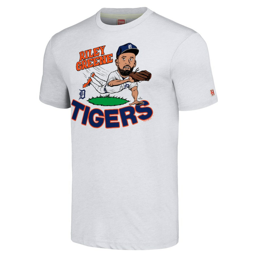 Riley Greene Detroit Tigers Homage Caricature Player Tri-Blend T-Shirt - Ash - MLB Online