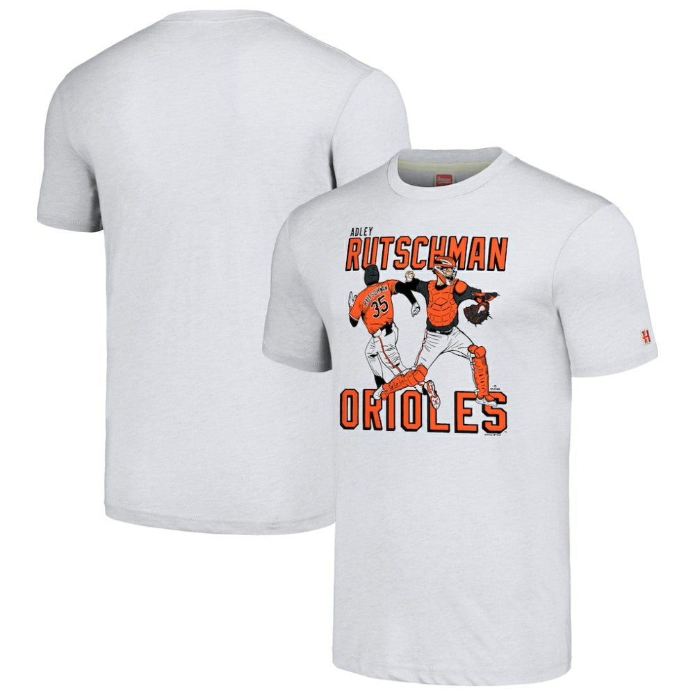 Adley Rutschman Baltimore Orioles Homage Caricature Player Tri-Blend T-Shirt - Gray - MLB Discount