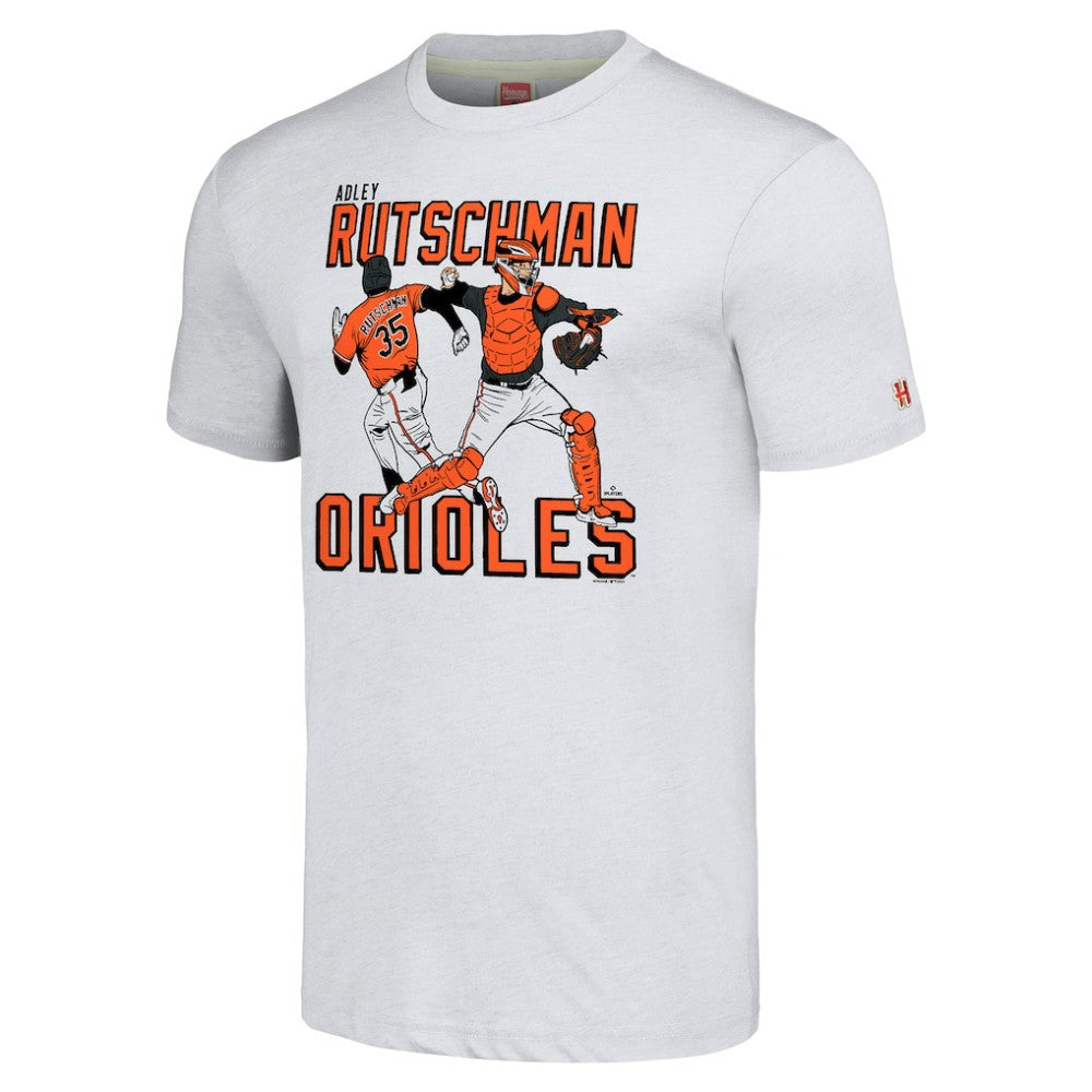 Adley Rutschman Baltimore Orioles Homage Caricature Player Tri-Blend T-Shirt - Gray - MLB Discount