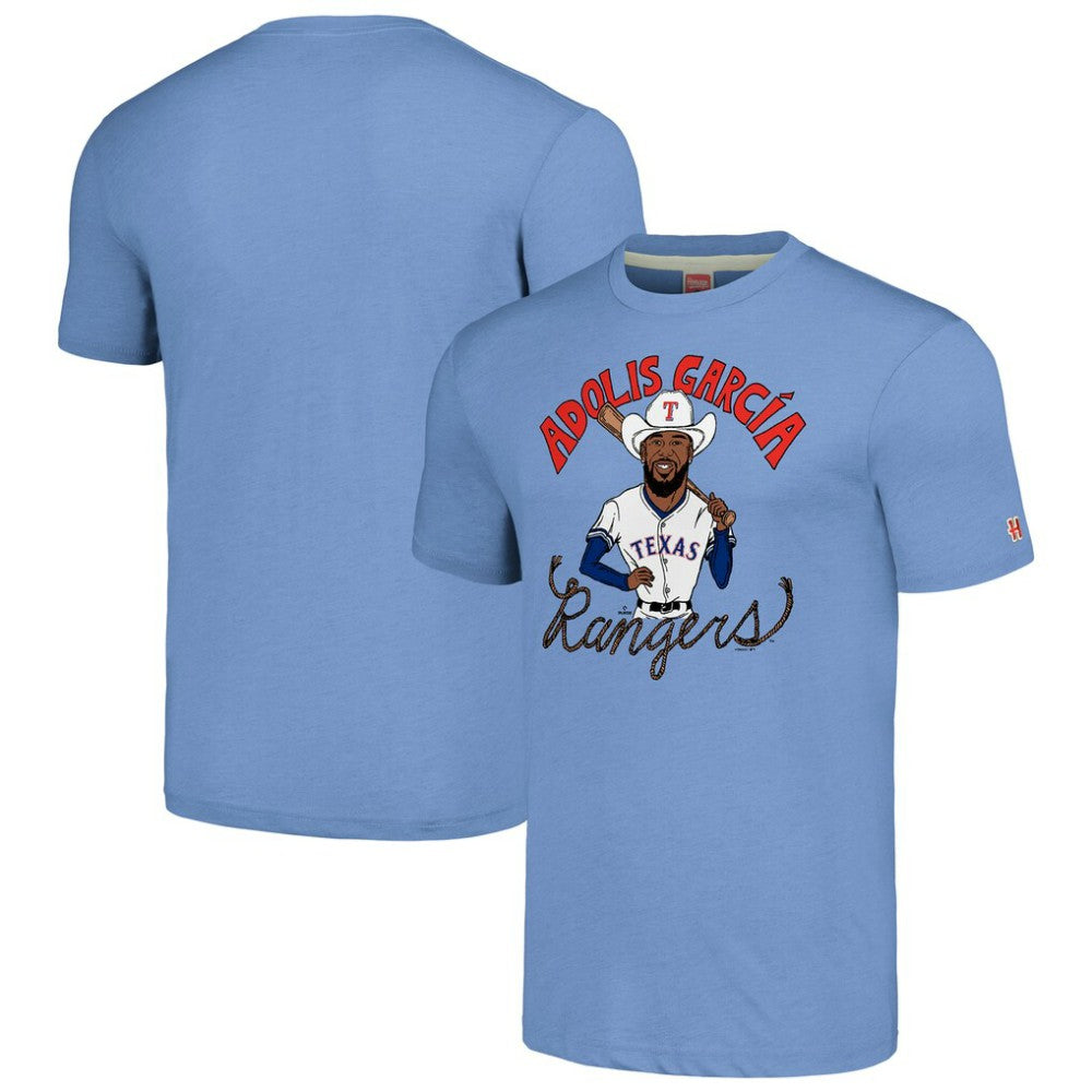 Adolis García Texas Rangers Homage Caricature Player Tri-Blend T-Shirt - Light Blue - MLB Discount