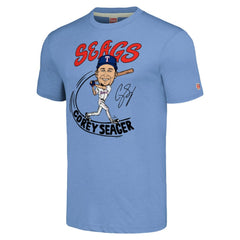 Corey Seager Texas Rangers Homage Caricature Player Tri-Blend T-Shirt - Light Blue - MLB Sale