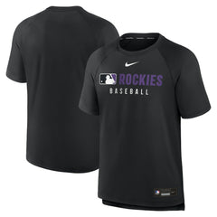 Colorado Rockies Nike Authentic Collection Pregame Raglan Dri-FIT T-Shirt - Black - Nike on Sale