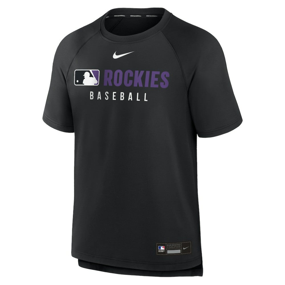Colorado Rockies Nike Authentic Collection Pregame Raglan Dri-FIT T-Shirt - Black - Nike on Sale