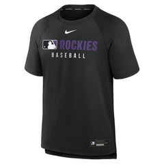 Colorado Rockies Nike Authentic Collection Pregame Raglan Dri-FIT T-Shirt - Black - Nike on Sale