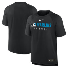 Miami Marlins Nike Authentic Collection Pregame Raglan Dri-FIT T-Shirt - Black - Nike Discount