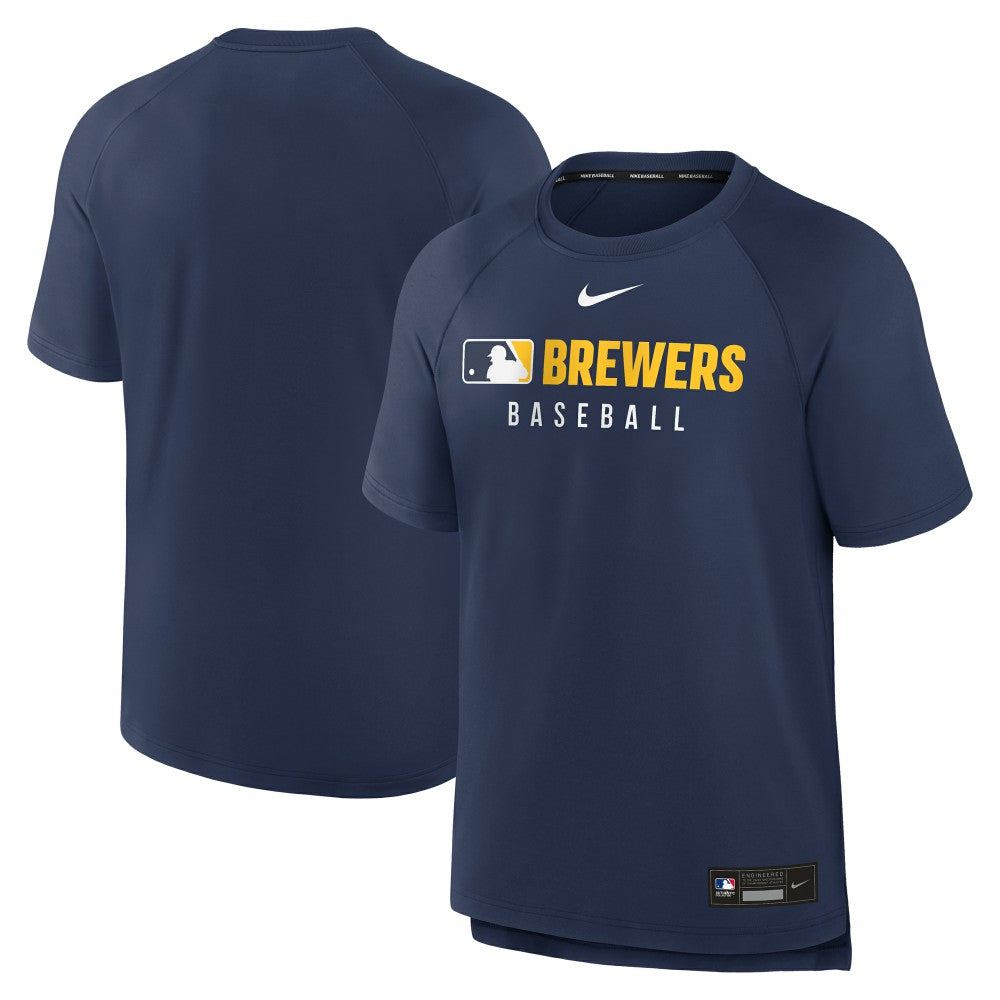 Milwaukee Brewers Nike Authentic Collection Pregame Raglan Dri-FIT T-Shirt - Navy - Nike Discount