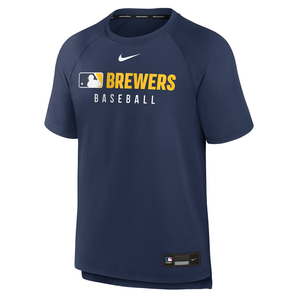 Milwaukee Brewers Nike Authentic Collection Pregame Raglan Dri-FIT T-Shirt - Navy - Nike Discount