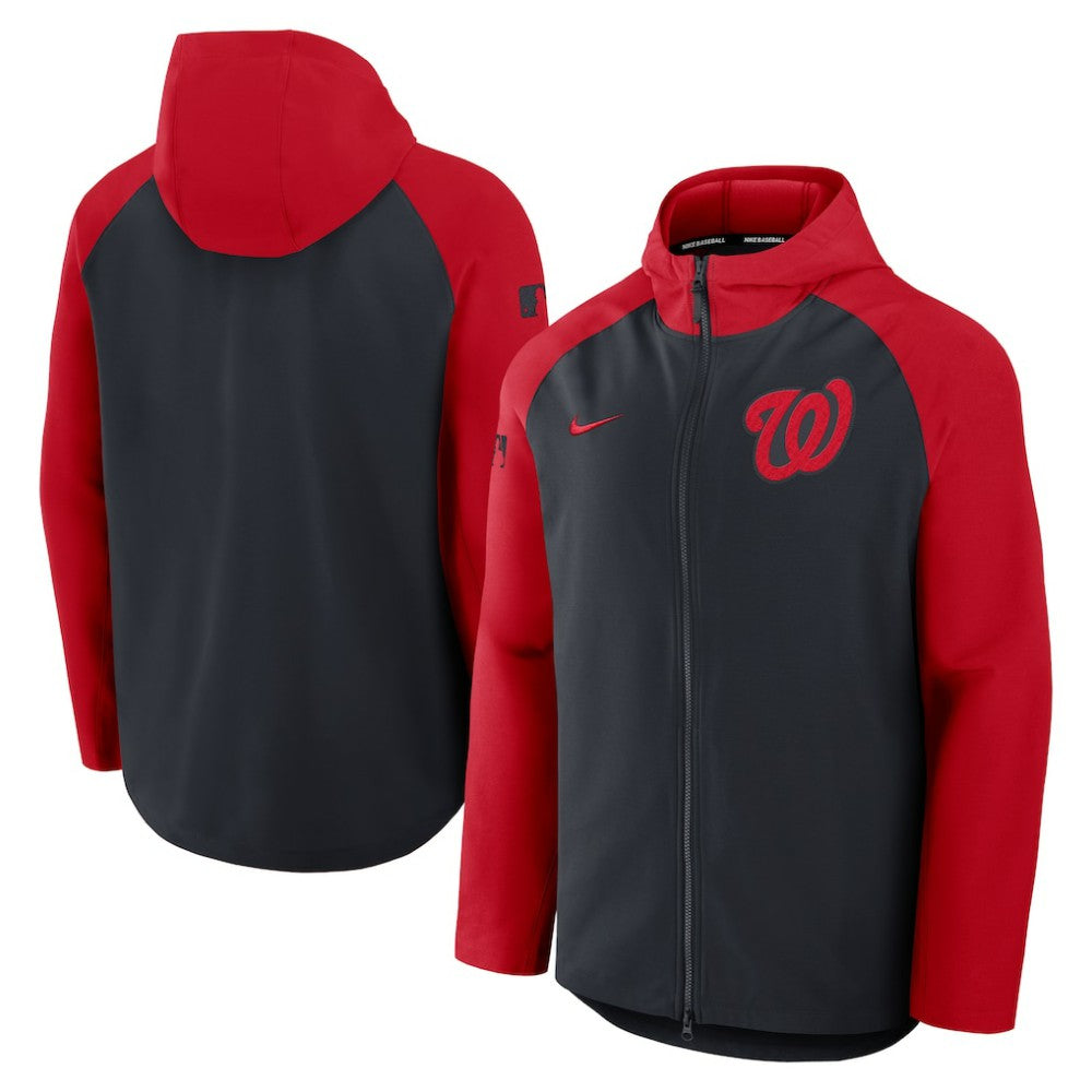 Washington Nationals Nike Authentic Collection Raglan Performance Full-Zip Jacket - Navy/Red - Nike Sale