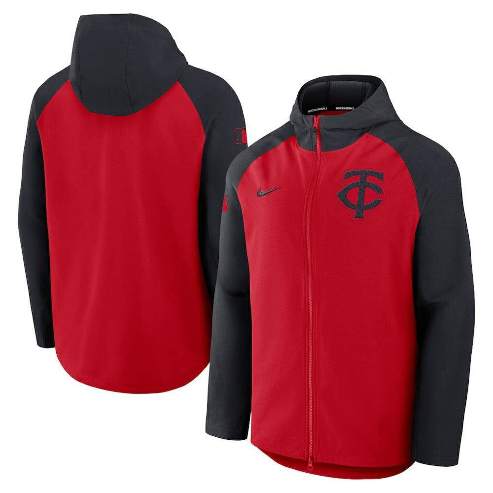Minnesota Twins Nike Authentic Collection Raglan Performance Full-Zip Jacket - Red/Navy - Nike on Sale