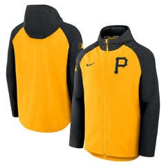 Pittsburgh Pirates Nike Authentic Collection Raglan Performance Full-Zip Jacket - Gold/Black - Nike Discount