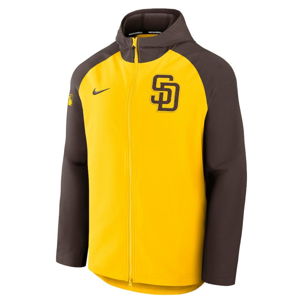 San Diego Padres Nike Authentic Collection Raglan Performance Full-Zip Jacket - Gold/Brown - Nike Lifestyle