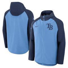 Tampa Bay Rays Nike Authentic Collection Raglan Performance Full-Zip Jacket - Light Blue/Navy - Nike Lifestyle