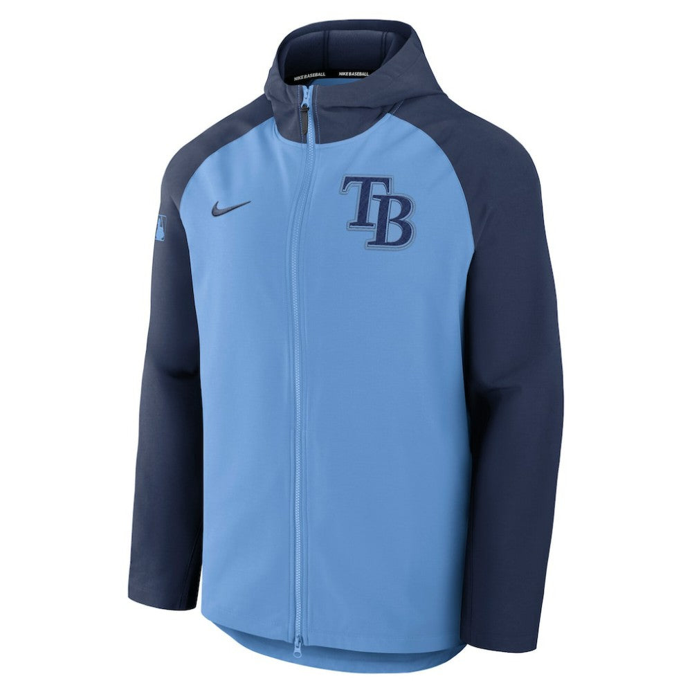 Tampa Bay Rays Nike Authentic Collection Raglan Performance Full-Zip Jacket - Light Blue/Navy - Nike Lifestyle