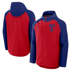 Texas Rangers Nike Authentic Collection Raglan Performance Full-Zip Jacket - Red/Royal - Nike Discount