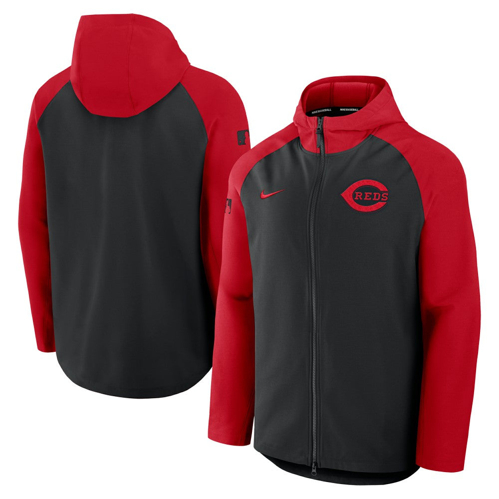 Cincinnati Reds Nike Authentic Collection Raglan Performance Full-Zip Jacket - Black/Red - Nike Sale
