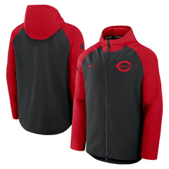 Cincinnati Reds Nike Authentic Collection Raglan Performance Full-Zip Jacket - Black/Red - Nike Sale