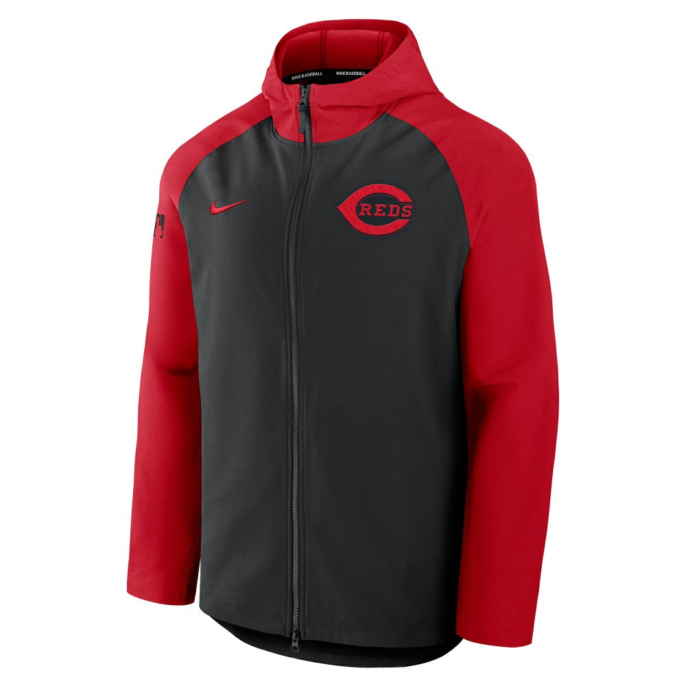 Cincinnati Reds Nike Authentic Collection Raglan Performance Full-Zip Jacket - Black/Red - Nike Sale