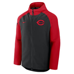 Cincinnati Reds Nike Authentic Collection Raglan Performance Full-Zip Jacket - Black/Red - Nike Sale
