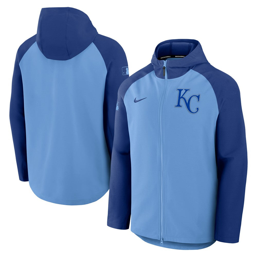 Kansas City Royals Nike Authentic Collection Raglan Performance Full-Zip Jacket - Light Blue/Royal - Nike Online