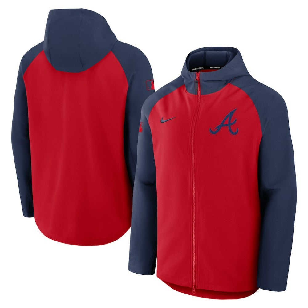 Atlanta Braves Nike Authentic Collection Raglan Performance Full-Zip Jacket - Red/Navy - Nike Lifestyle
