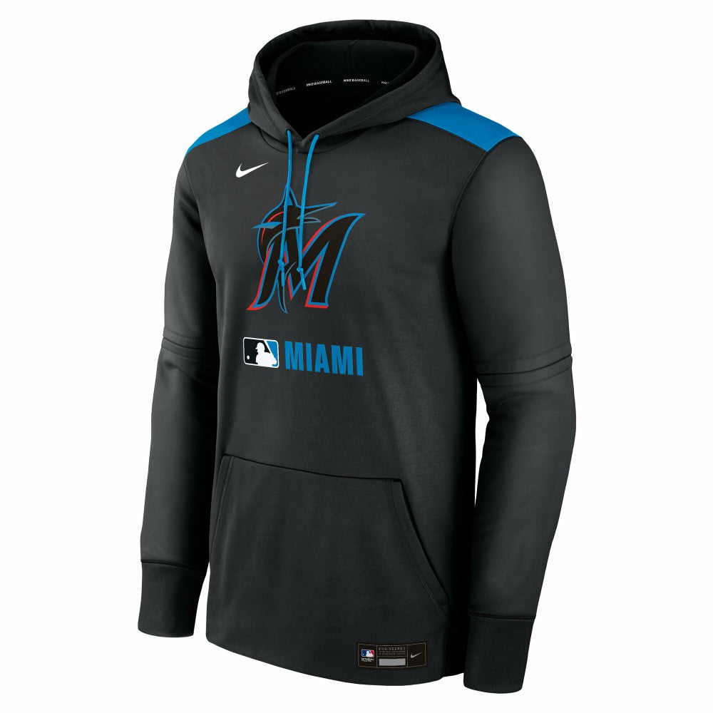 Miami Marlins Nike Authentic Collection Performance Pullover Hoodie - Black - Nike Online
