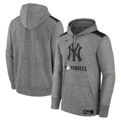 New York Yankees Nike Authentic Collection Performance Pullover Hoodie - Heather Charcoal - Nike Lifestyle