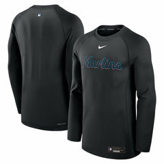 Miami Marlins Nike Authentic Collection Game Time Raglan Dri-FIT Long Sleeve T-Shirt - Black - Nike Discount