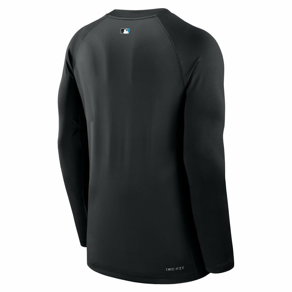 Miami Marlins Nike Authentic Collection Game Time Raglan Dri-FIT Long Sleeve T-Shirt - Black - Nike Discount