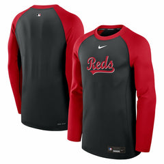 Cincinnati Reds Nike Authentic Collection Game Time Raglan Dri-FIT Long Sleeve T-Shirt - Black/Red - Nike Online