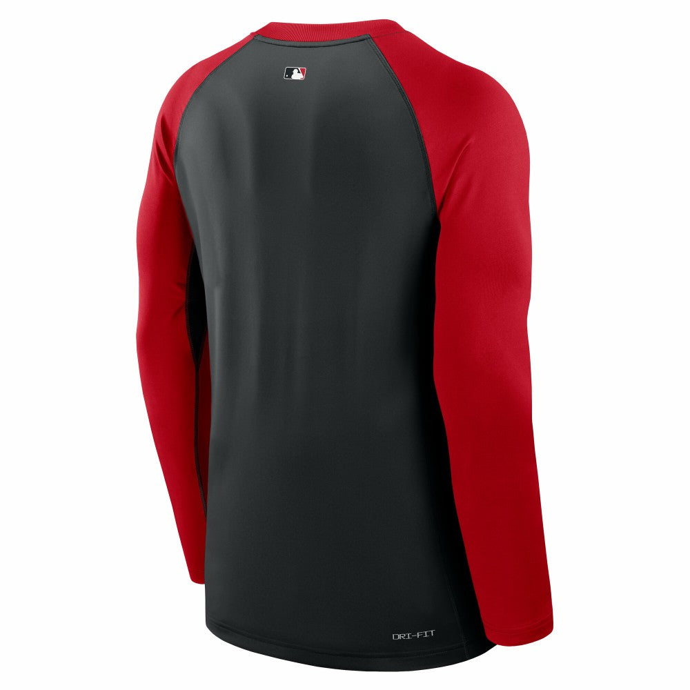 Cincinnati Reds Nike Authentic Collection Game Time Raglan Dri-FIT Long Sleeve T-Shirt - Black/Red - Nike Online