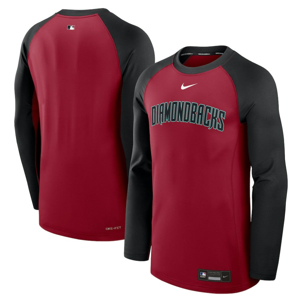 Arizona Diamondbacks Nike Authentic Collection Game Time Raglan Dri-FIT Long Sleeve T-Shirt - Red/Black - Nike Lifestyle