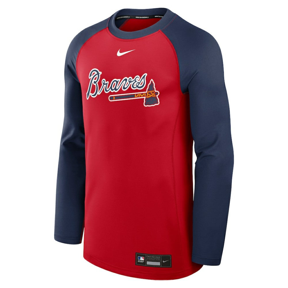 Atlanta Braves Nike Authentic Collection Game Time Raglan Dri-FIT Long Sleeve T-Shirt - Red/Navy - Nike Online