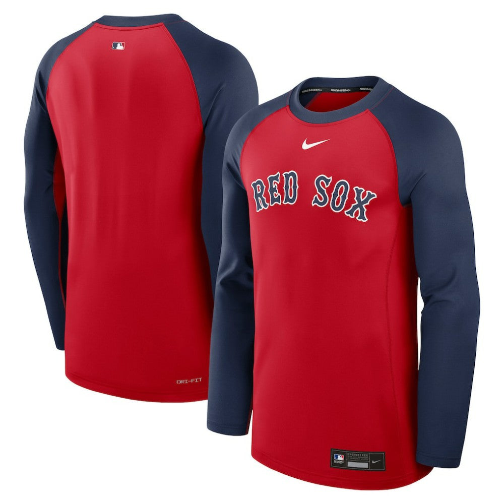 Boston Red Sox Nike Authentic Collection Game Time Raglan Dri-FIT Long Sleeve T-Shirt - Red/Navy - Nike Sale