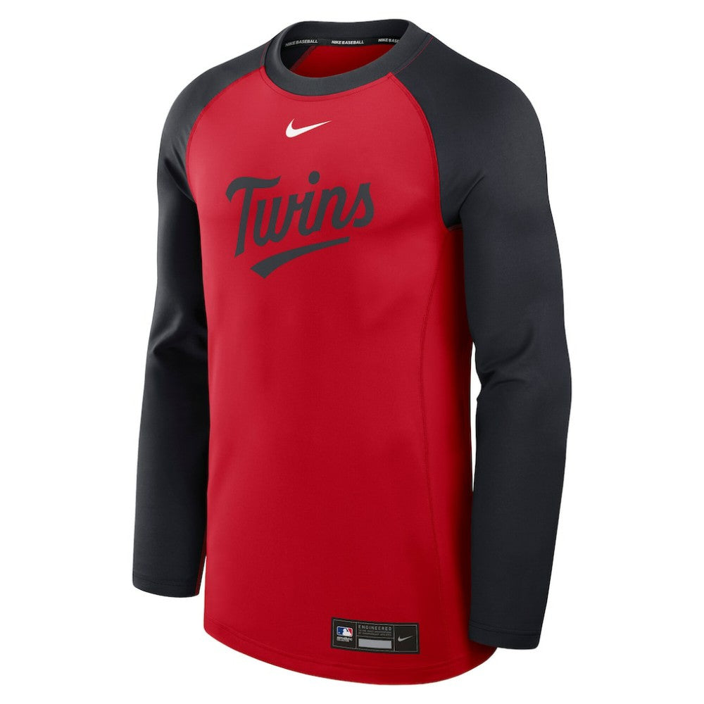 Minnesota Twins Nike Authentic Collection Game Time Raglan Dri-FIT Long Sleeve T-Shirt - Red/Navy - Nike Online