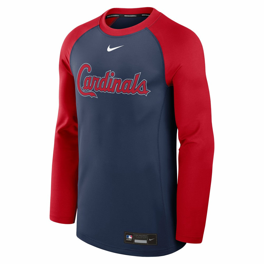 St. Louis Cardinals Nike Authentic Collection Game Time Raglan Dri-FIT Long Sleeve T-Shirt - Navy/Red - Nike Lifestyle