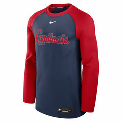 St. Louis Cardinals Nike Authentic Collection Game Time Raglan Dri-FIT Long Sleeve T-Shirt - Navy/Red - Nike Lifestyle