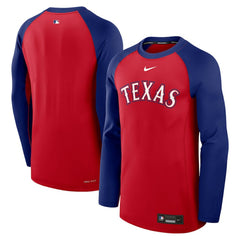 Texas Rangers Nike Authentic Collection Game Time Raglan Dri-FIT Long Sleeve T-Shirt - Red/Royal - Nike Discount